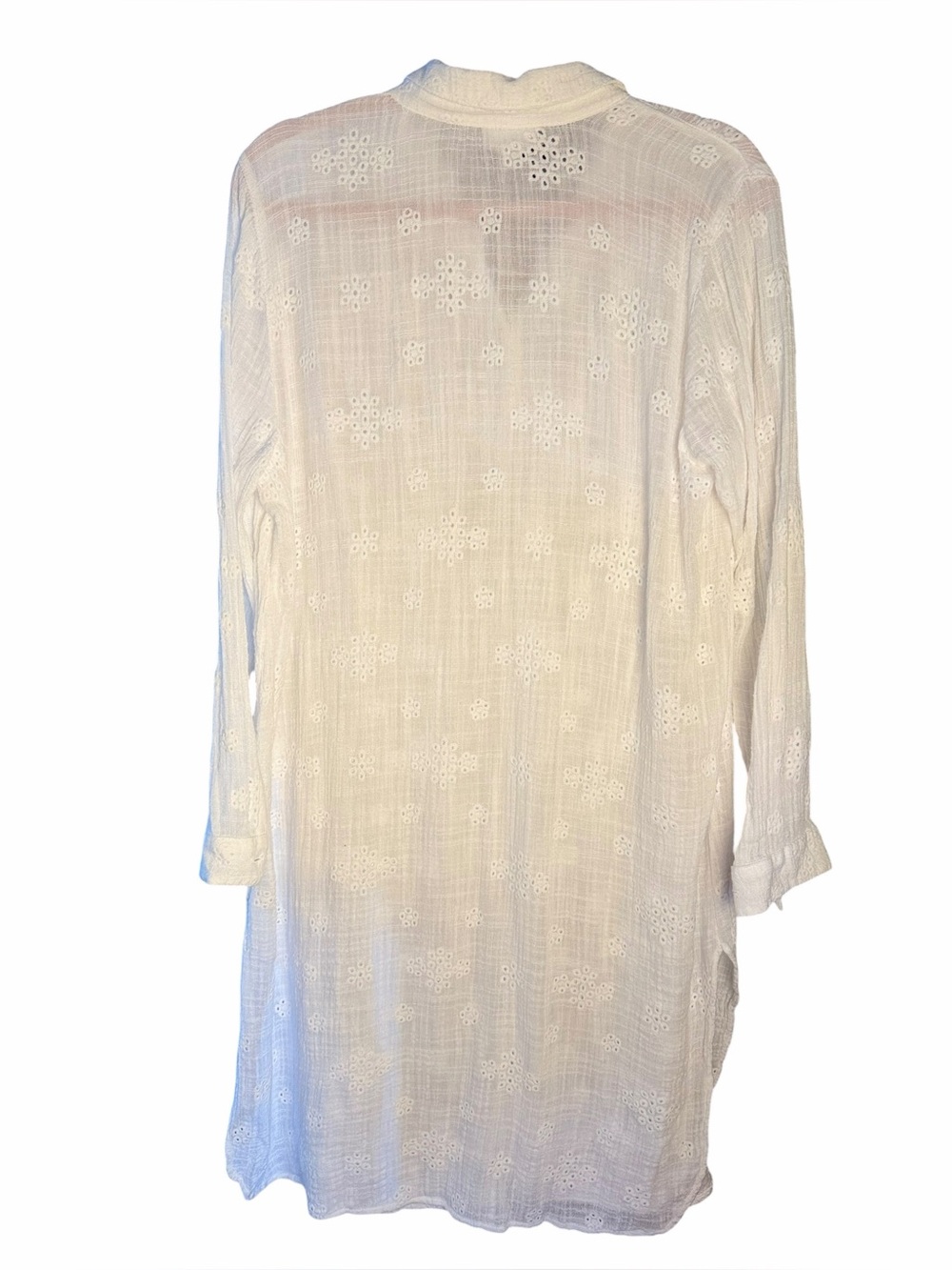 J. Jill Long Semi Sheer Eyelet Button Down Tunic/ CoverUp - Picture 5 of 11